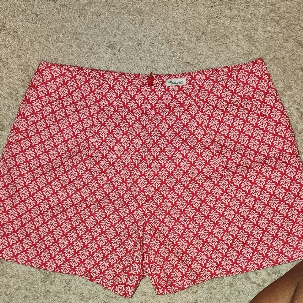 Madewell Red and White Bermudas Classic Shorts